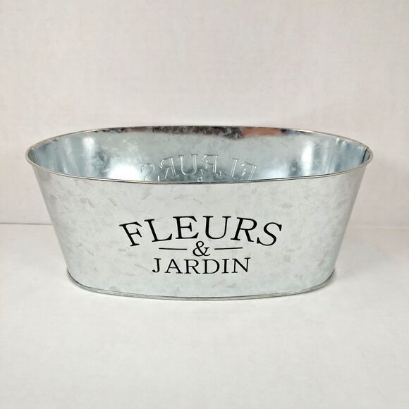 Fleurs & Jardin Flower Floral Planter Storage Container Organizer Galvanized Tin - Picture 2 of 10